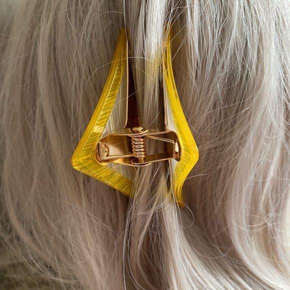 BP Jumbo Geometric Hair Clip Set Neon Pink & Yellow - Picture 9 of 15